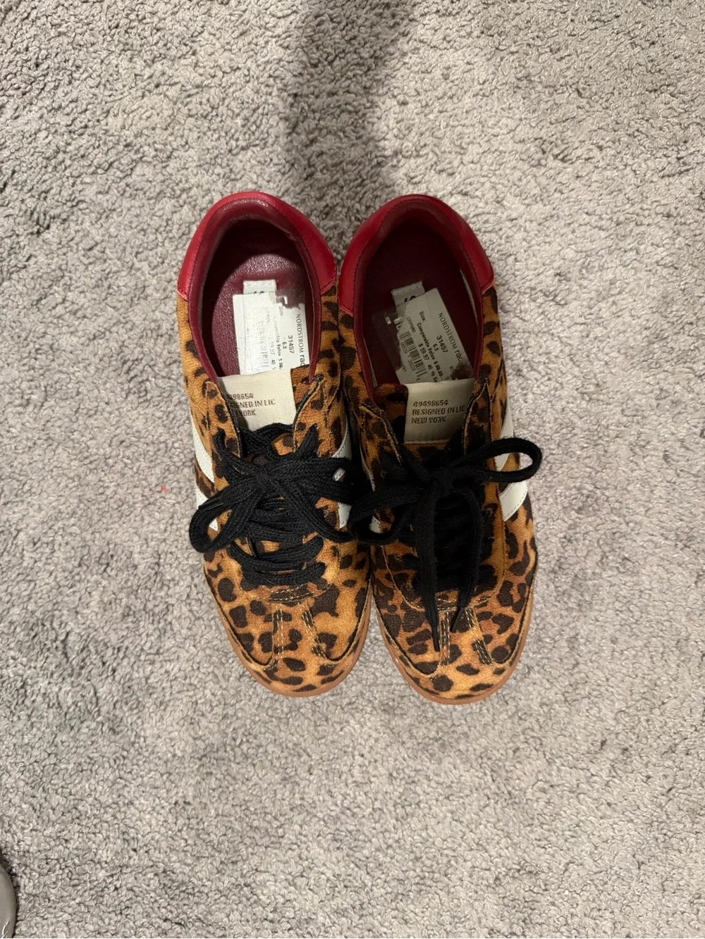 Steve Madden Leopard Print Sneakers with Burgundy Heel